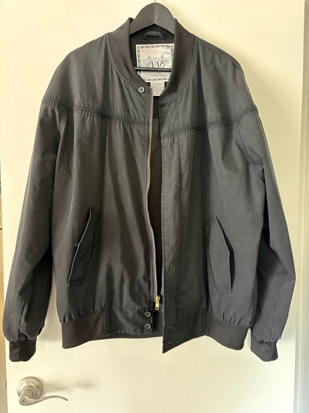 Munsingwear Black Cup Shoulder Derby Jacket L Vintage Blouson Bomber 90s Skater - Picture 2 of 8